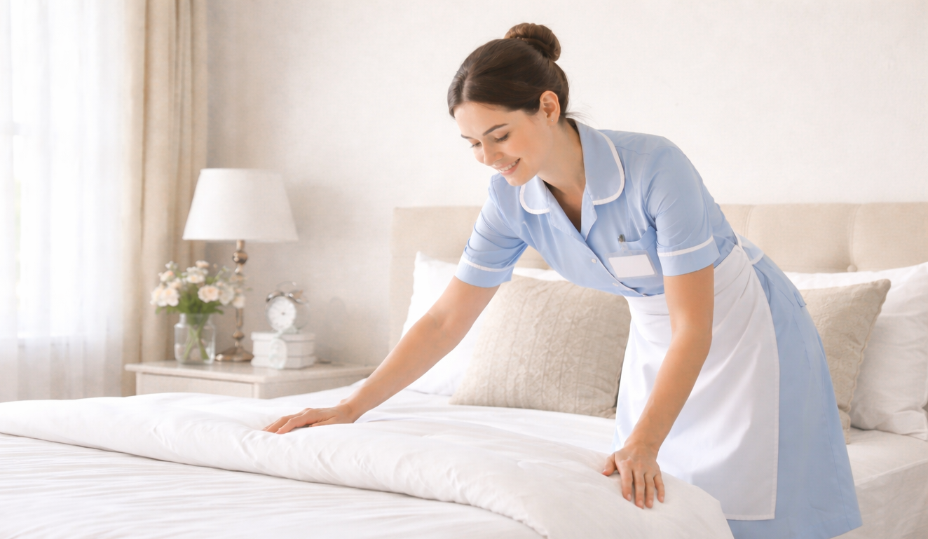 Professional caregiver helping senior with light housekeeping